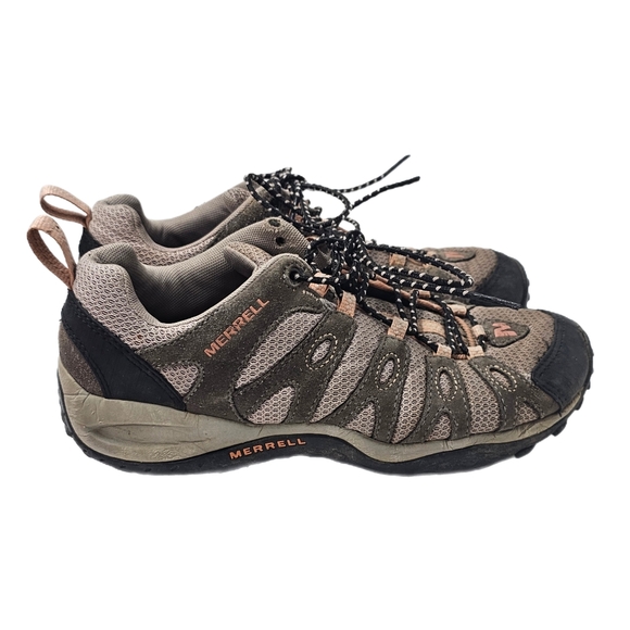 Merrell Shoes - Merrell Depart Performance Hiking Shoes Dark Gull Grey Pink Trail Sneakers Sz 9